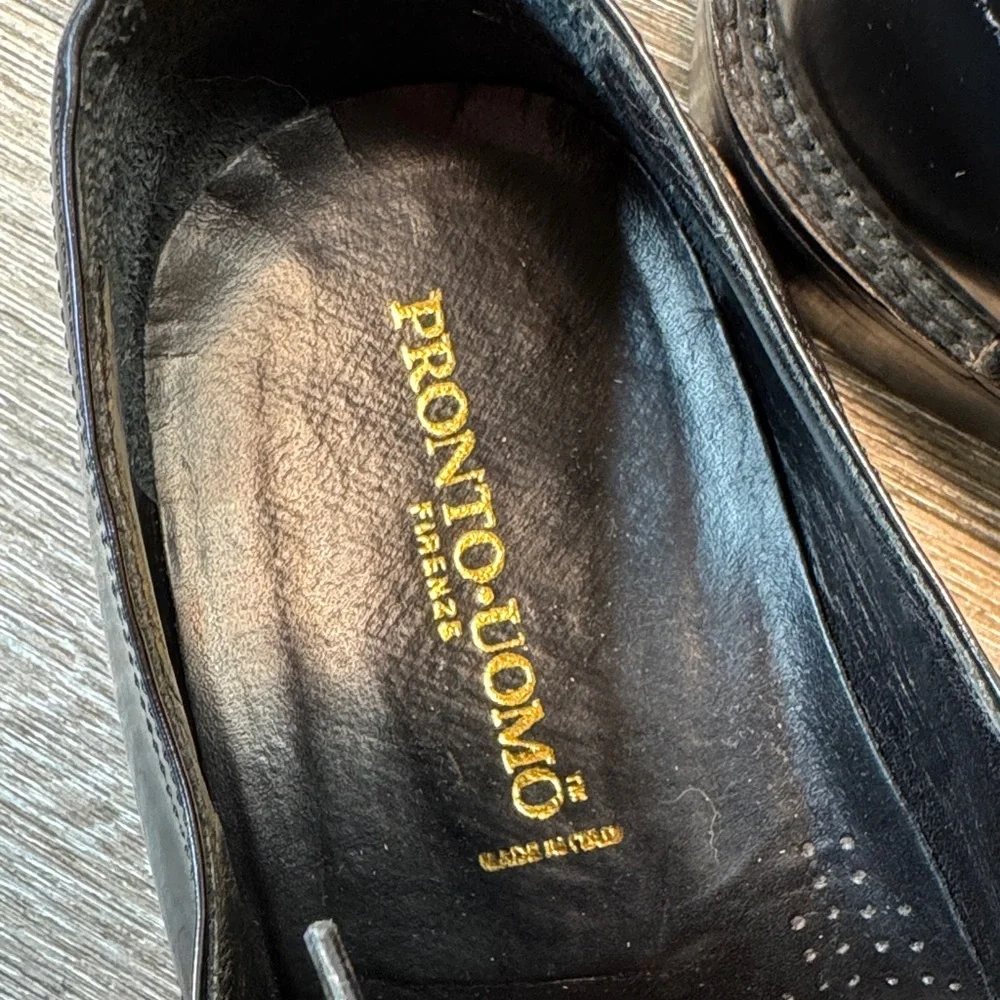 Pronto Uomo Black Leather Oxfords men’s 13 (j94)